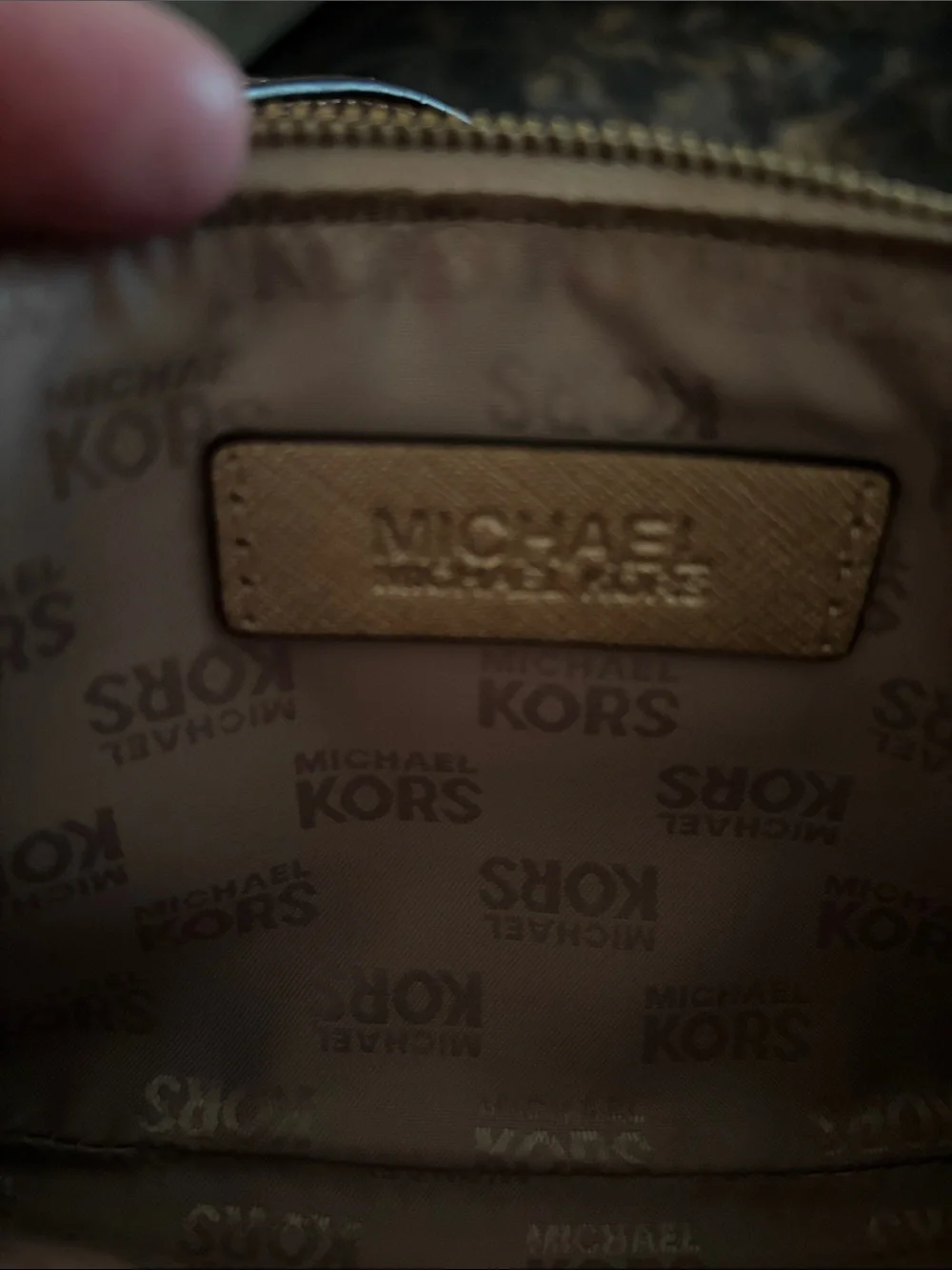 Michael Kors Jet Set Beige and Gold MK Logo Wristlet